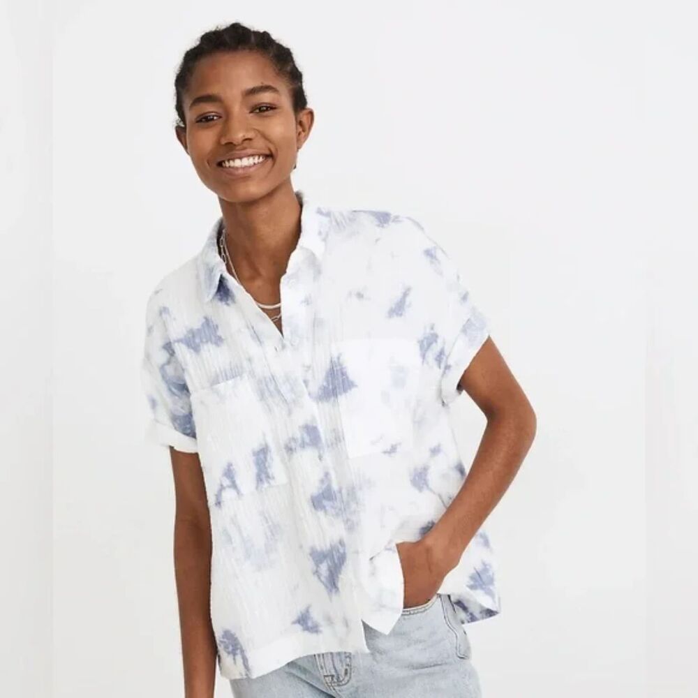Madewell Lightspun Beachside Shirt in Tie-Dye Gauzy Button Down Size XXS